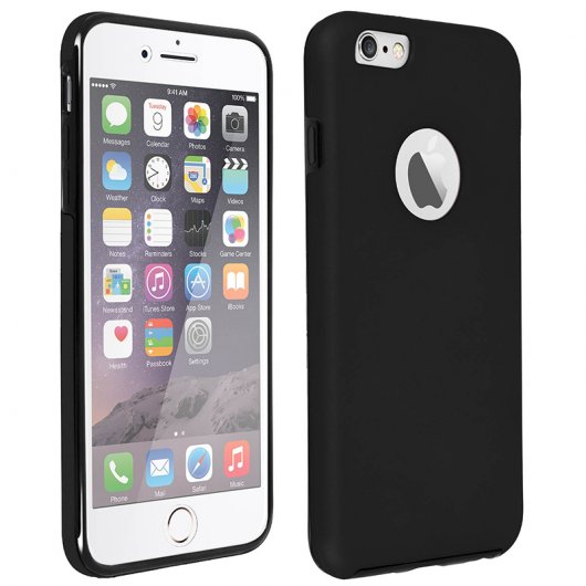 Avizar Funda Protectora de Silicona y Policarbonato Protección Total Negra para iPhone 6 / iPhone 6S