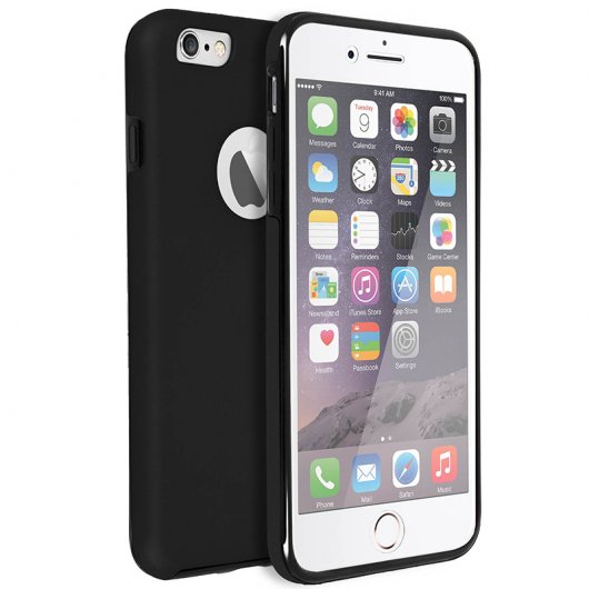 Avizar Funda Protectora de Silicona y Policarbonato Protección Total Negra para iPhone 6 / iPhone 6S