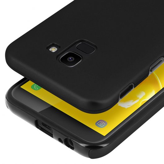 Avizar Coque de Protection en Silicone et Polycarbonate Noir Protection Totale pour Samsung Galaxy J6
