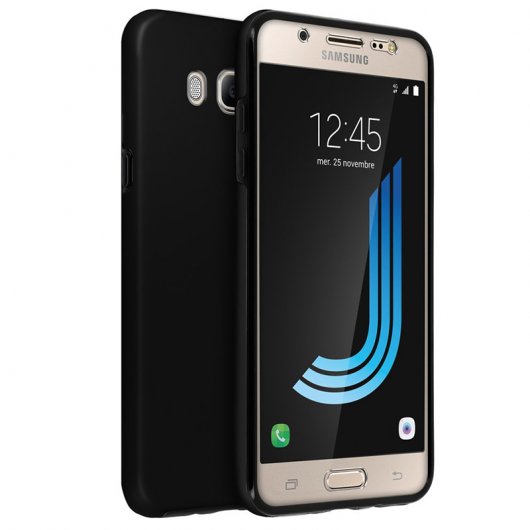 Avizar Funda Protectora de Silicona y Policarbonato Protección Total Negra para Samsung Galaxy J7 2016