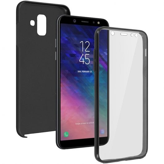 Avizar Funda Protectora de Silicona y Policarbonato Protección Total Negra para Samsung Galaxy A6