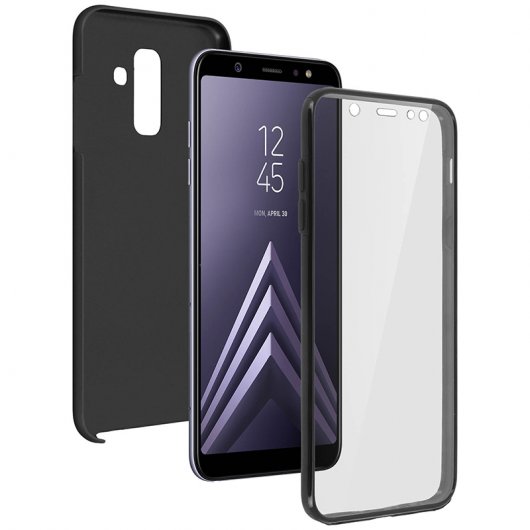 Avizar Schutzhülle aus Silikon und Polycarbonat, Schwarz, Rundumschutz für Samsung Galaxy A6 Plus