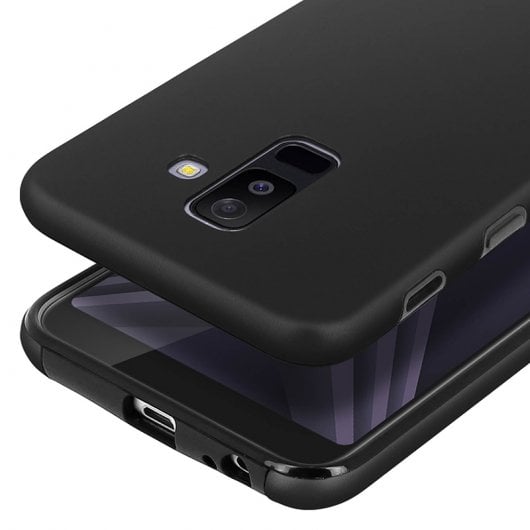 Avizar Schutzhülle aus Silikon und Polycarbonat, Schwarz, Rundumschutz für Samsung Galaxy A6 Plus