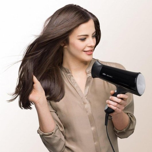 Secador de Cabelo Iónico com Difusor Braun HD530 Satin Hair 5 1900W 3 Temperaturas 2 Velocidades Preto