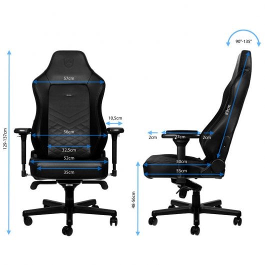 Noblechairs Sedia da gioco nera in pelle PU Hero