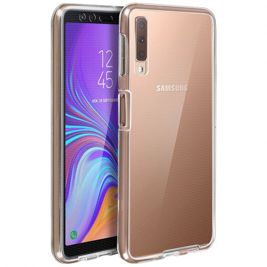 Avizar Funda Protectora de Silicona Transparente Protección 360 para Samsung Galaxy A7 2018