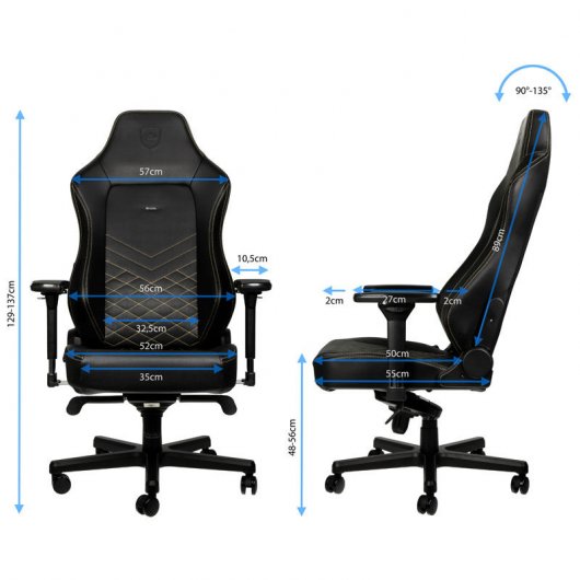 Noblechairs Hero Cuero PU Silla Gaming Negra/Oro