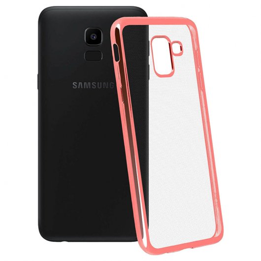 Avizar Funda Protectora de Silicona Transparente Bordes Champán para Samsung Galaxy J6