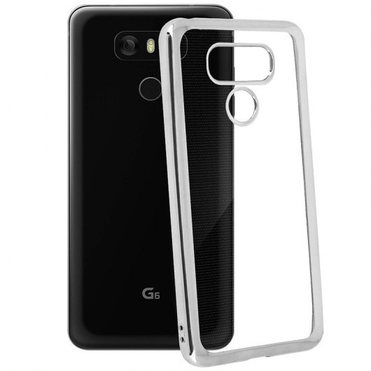 Avizar Funda Protectora de Silicona Transparente Transparente Bordes Plateados para LG G6
