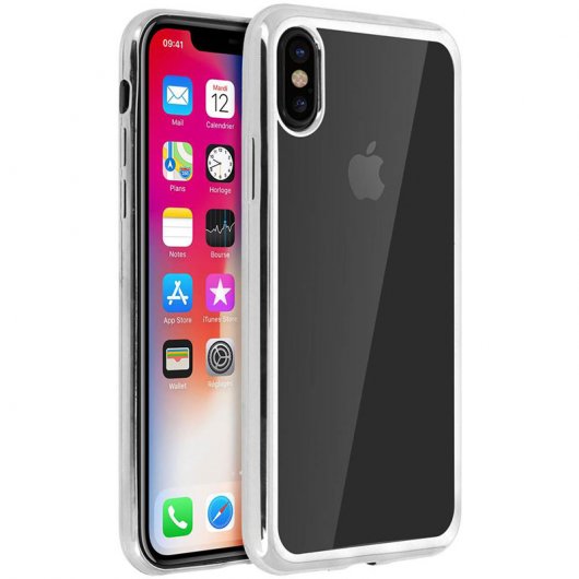 Avizar Funda Protectora de Silicona Transparente Transparente Bordes Plateados para iPhone X