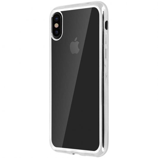 Avizar Funda Protectora de Silicona Transparente Transparente Bordes Plateados para iPhone X