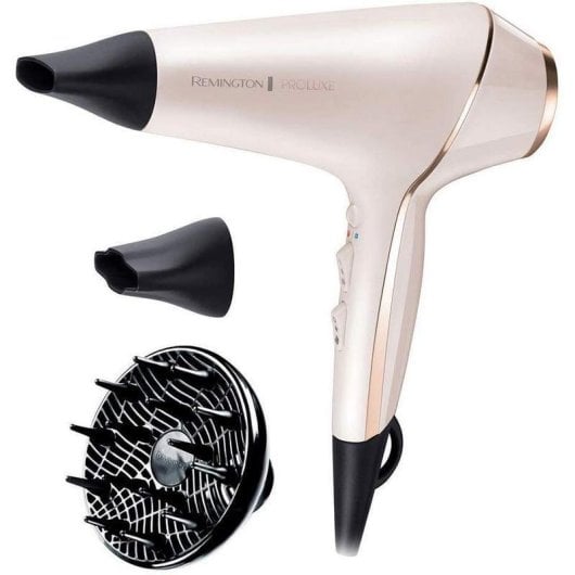 Professioneller Ionen Föhn Remington ProLuxe AC9140 2400W 3 Temperaturstufen 2 Geschwindigkeiten mit Diffusor Beige Schwarz