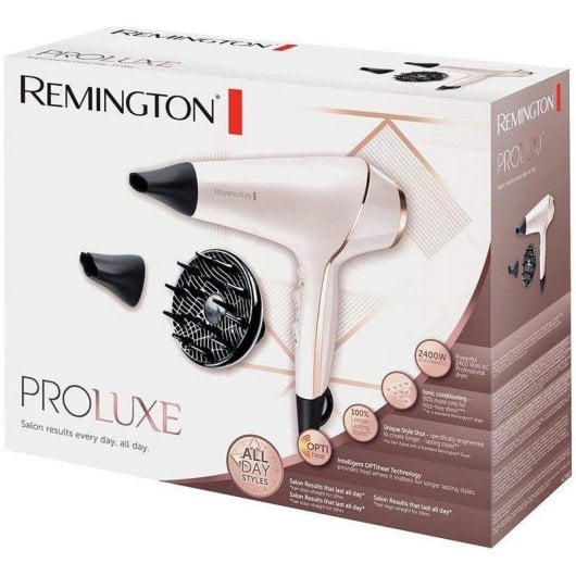 Professioneller Ionen Föhn Remington ProLuxe AC9140 2400W 3 Temperaturstufen 2 Geschwindigkeiten mit Diffusor Beige Schwarz