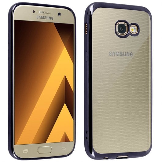 Avizar Funda Protectora de Silicona Transparente con Bordes Negros para Samsung Galaxy A5 2017