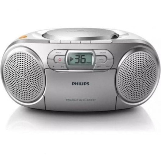 Radio CD Philips AZ127/12 2W RMS Audio Ingang Cassette FM Draagbaar Grijs