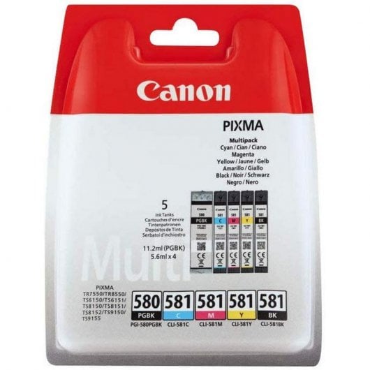 Confezione di cartucce originali Canon PGI-580/CLI-581 BK/CMYK nero/colore