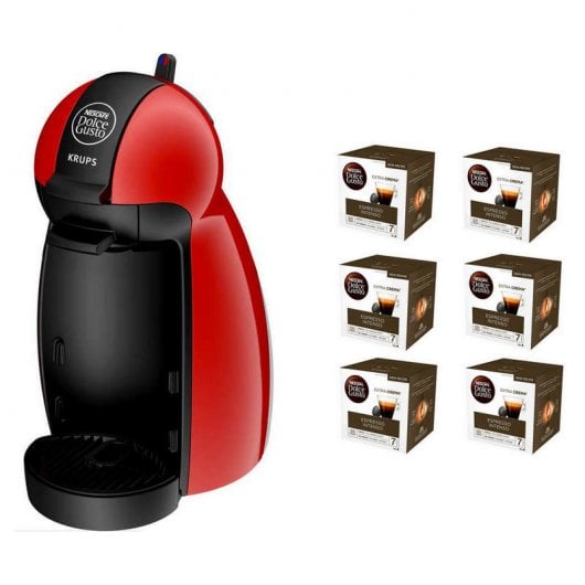Krups Piccolo Cafetera Dolce Gusto Roja + Pack de 6 Nescafé Dolce Gusto Espresso Intenso