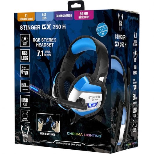 Woxter Stinger GX 250 H Auriculares Gaming RGB 7.1 Negro/Azul