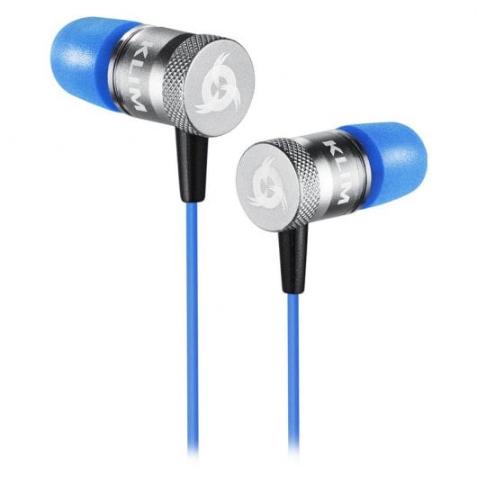 Ecouteurs Klim Fusion filaires intra-auriculaires avec mousse à mémoire, micro et isolation sonore, bleu