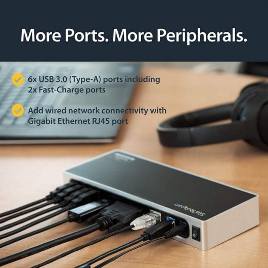 StarTech Docking Station USB 3.0 para Dos Monitores 6x USB 3.0