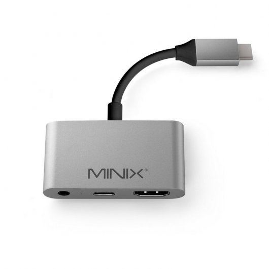 Minix NEO-C-HASI Adaptador USB-C a HDMI + 3.5mm Audio Jack Plata