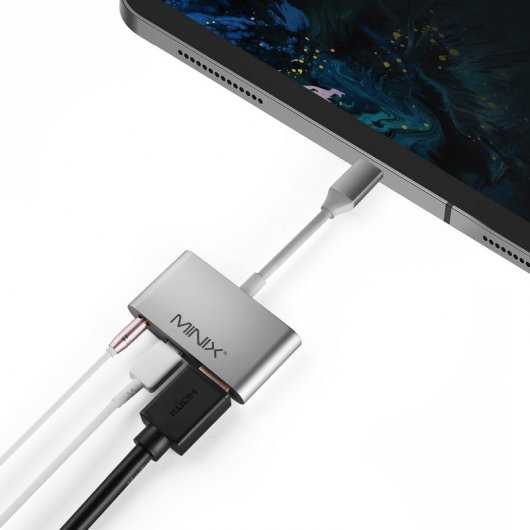 Minix NEO-C-HASI Adaptador USB-C a HDMI + 3.5mm Audio Jack Plata
