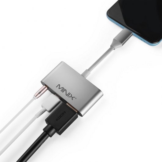 Minix NEO-C-HASI Adaptador USB-C a HDMI + 3.5mm Audio Jack Plata