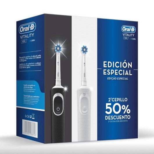 Oral-B Vitality 100 Edición Especial Pack 2 Cepillos Blanco/Negro