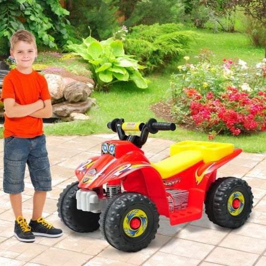 HomCom Quad Infantil Coche Eléctrico 6V Negro/Amarillo/Rojo