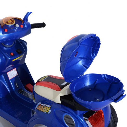 HomCom Coche Triciclo Moto Eléctrica Correpasillos 6V Blanca/Azul