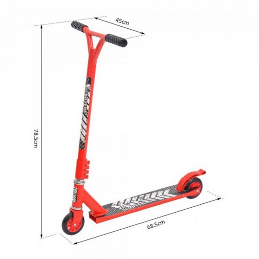 HomCom Scooter Freestyle Patinete para Acrobacias Rojo