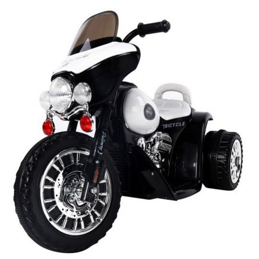 HomCom Police Tricycle Moto Eléctrica 6V Negra/Blanca