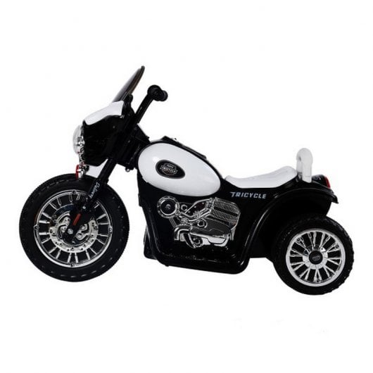 HomCom Police Tricycle Moto Eléctrica 6V Negra/Blanca