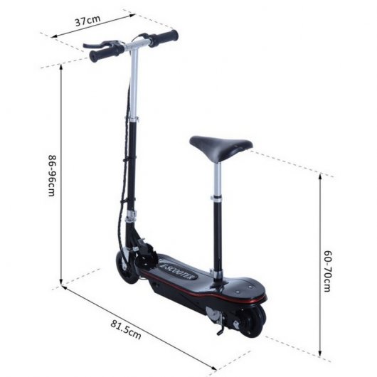 HomCom Scooter Trotinete Elétrica com Assento 120W Preta