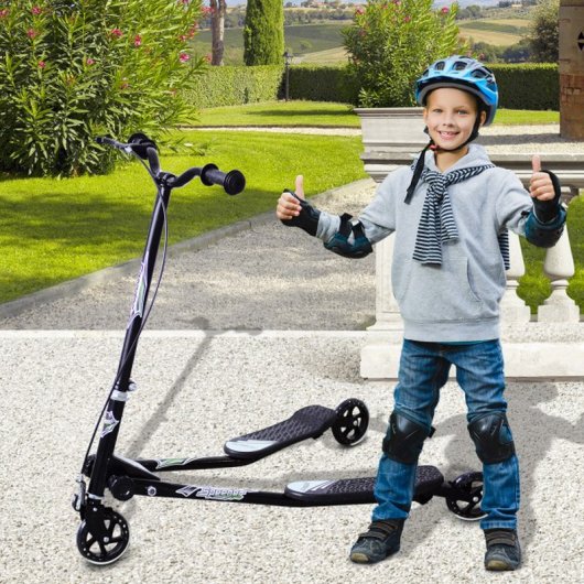 HomCom Scooter Speeder Patinete de 3 Ruedas Negro