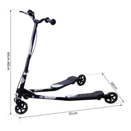 HomCom Scooter Speeder Patinete de 3 Ruedas Negro