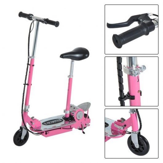 HomCom Scooter Patinete Eléctrico Plegable con Manillar Rosa