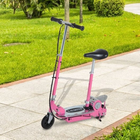 HomCom Scooter Patinete Eléctrico Plegable con Manillar Rosa