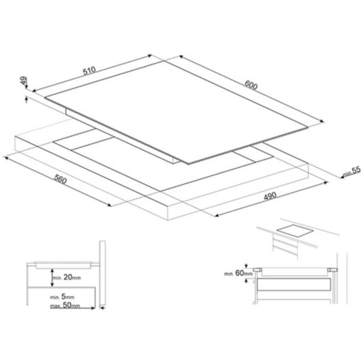 Placa Smeg SI5632D Indução 3 Zonas Touch Control Booster Preto