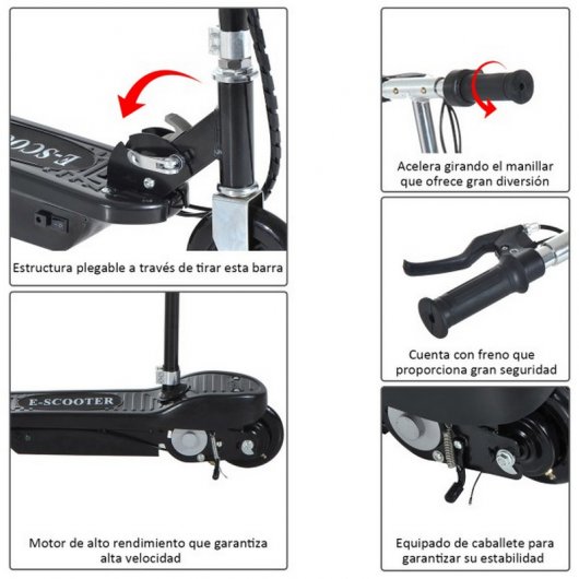 HomCom Trotinete Elétrica Dobrável 120W Preta