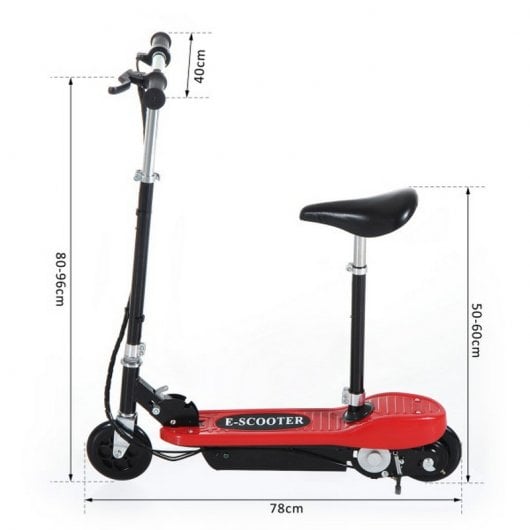HomCom Patinete Eléctrico Plegable 120W Rojo