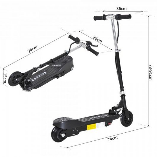 HomCom E-Scooter Patinete Eléctrico Plegable 120W Negro
