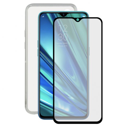 Coque transparente Contact + Protecteur d'écran transparent 9H pour Realme X2 Pro