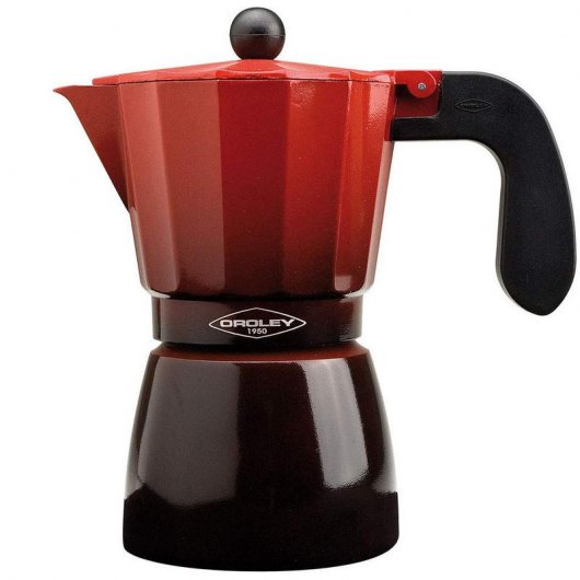 Oroley EcoFund Cafetera Italiana Inducción 9 Tazas Acero Inoxidable Roja