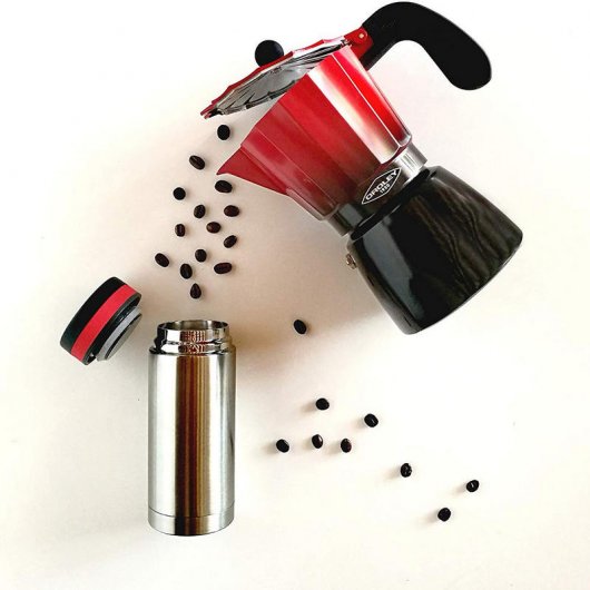 Oroley EcoFund Cafetera Italiana Inducción 9 Tazas Acero Inoxidable Roja