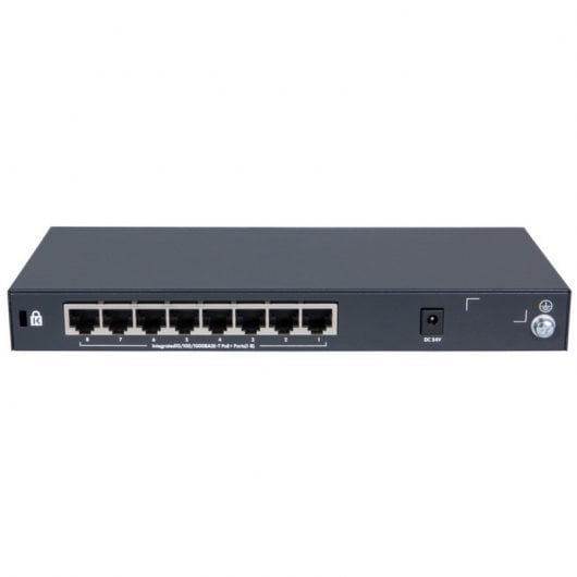 Switch non gestito HPE OfficeConnect 1420 con 8 porte Gigabit PoE+ e consumo energetico di 64 W.