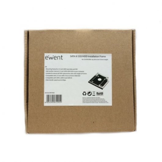 Ewent Caja de Montaje para Disco Duro SSD en Bahía Óptica