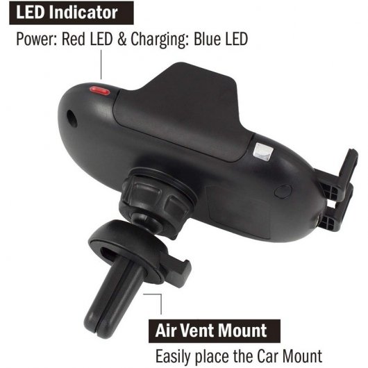 Ewent EW1191 Soporte de Coche para Smartphone con Carga Inalámbrica