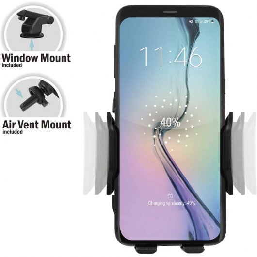 Ewent EW1191 Soporte de Coche para Smartphone con Carga Inalámbrica