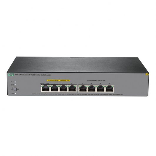 Hewlett Packard Enterprise OfficeConnect 1920S 8G PPoE+ 65W Géré L3 Gigabit Ethernet (10/100/1000) Connexion Ethernet, supportant l'alimentation via ce port (PoE) 1U Gris